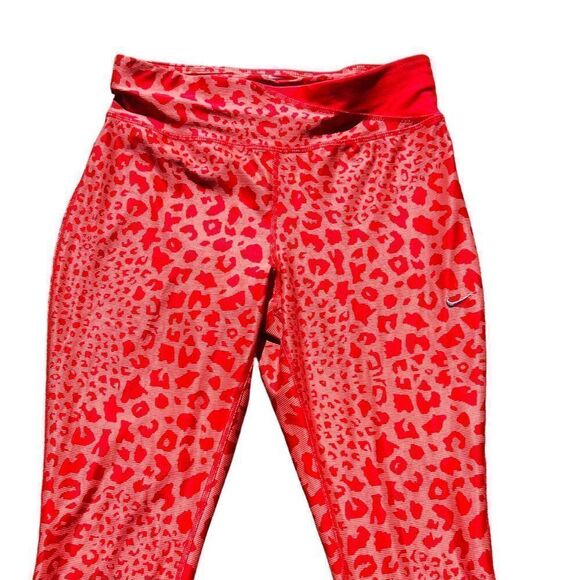 Nike DRI-FIT Workout Athletic Cropped Leggings Pink Cheetah Print Women's Small - Picture 5 of 7